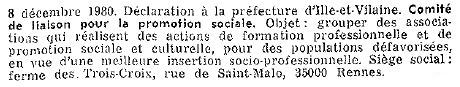 déclaration de création du CLPS le 8 décembre 1980