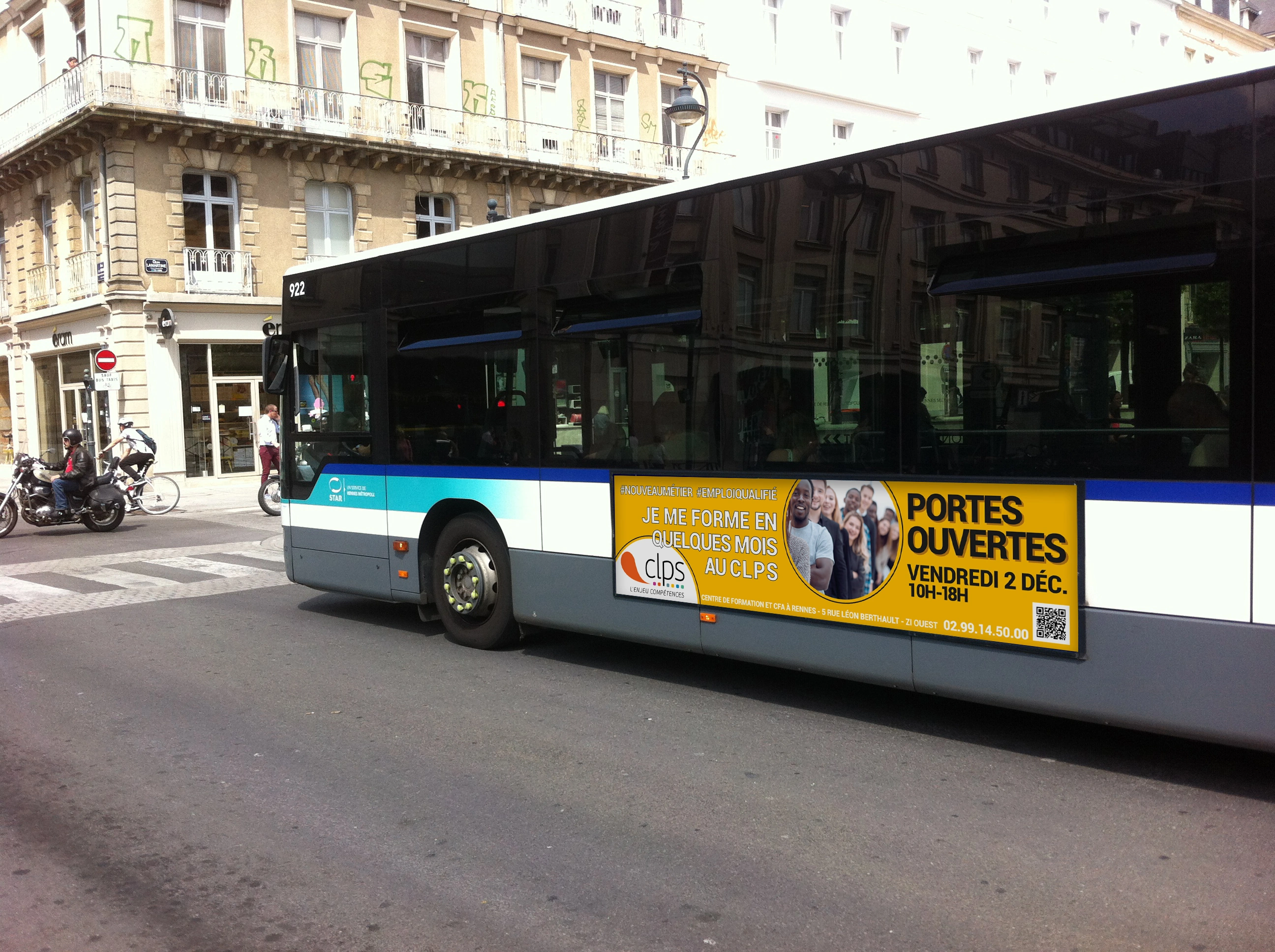 La porte-ouverte du CLPS à Rennes s'affiche sur les bus rennais