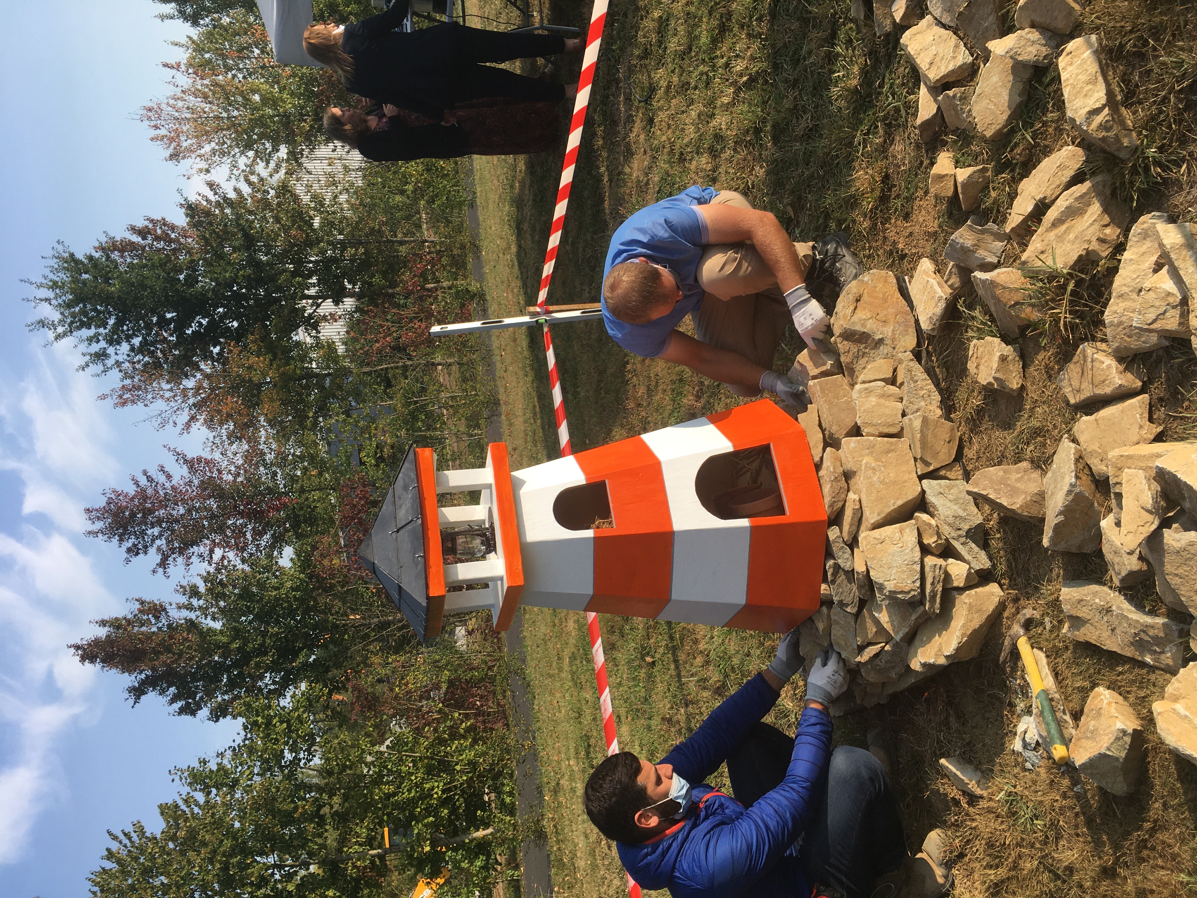 Positionnement des pierres lors de la construction du phare