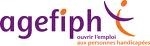 Logo Agefiph composé du mot « agefiph » écrit en violet accompagné d'un symbole graphique orange et violet.