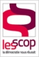 Logo « les Scop » composé d’un symbole graphique rose et du texte « les scop, la démocratie nous réussit ».